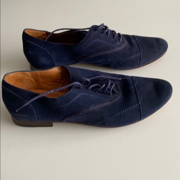 Lanvin Blue Suede Brogue Oxford Shoes Size 9.5 - Picture 4 of 8